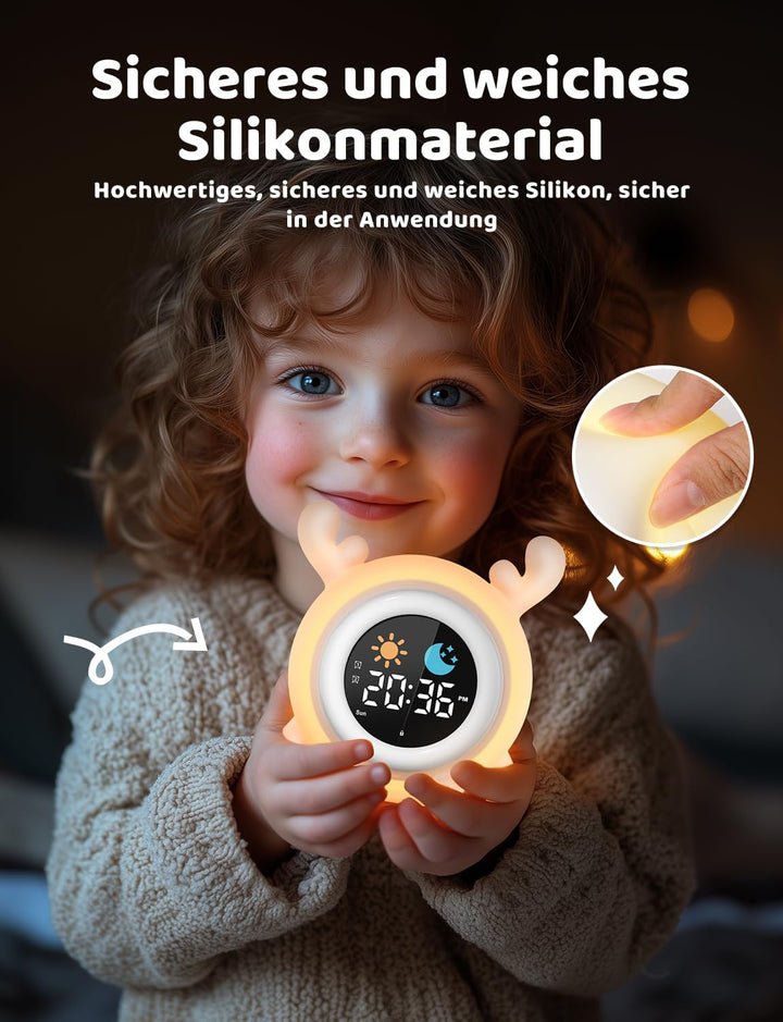 Yissvic kinderwecker Jungen, Schulanfänger Lernwecker Kinder 2 Alarme, Wochenendmodus Snooze 10 Whit