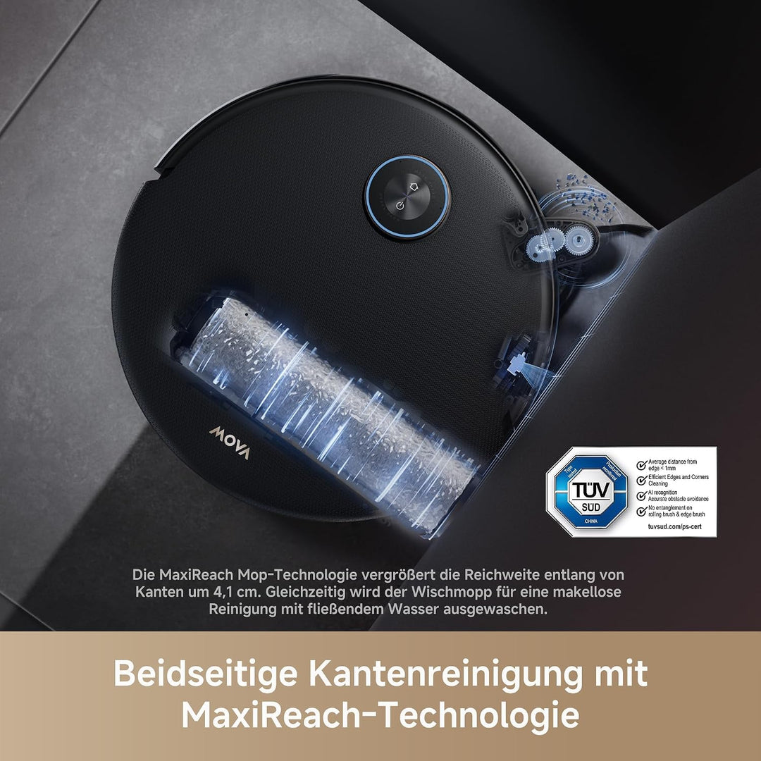 MOVA Z60 Ultra Roller Complete, HydroForce-Wischen, AutoShield-Tech Schwarz | StepMaster 2.0 System,