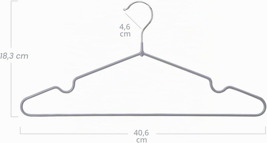 HOUSE DAY Kleiderbügel Metall Grau 40 Stück Kleiderbügel Grau Gummibeschichtet Metall Kleiderbügel R