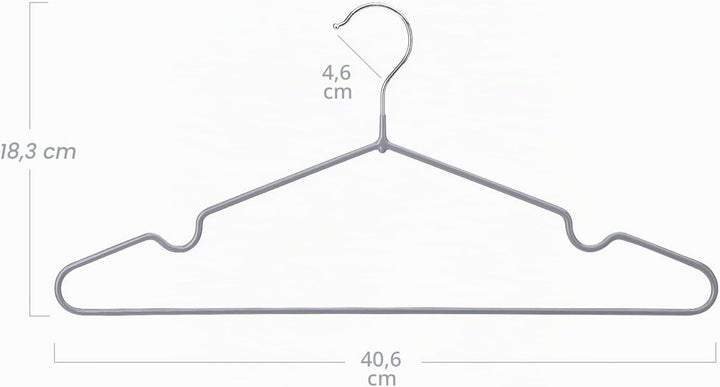 HOUSE DAY Kleiderbügel Metall Grau 40 Stück Kleiderbügel Grau Gummibeschichtet Metall Kleiderbügel R