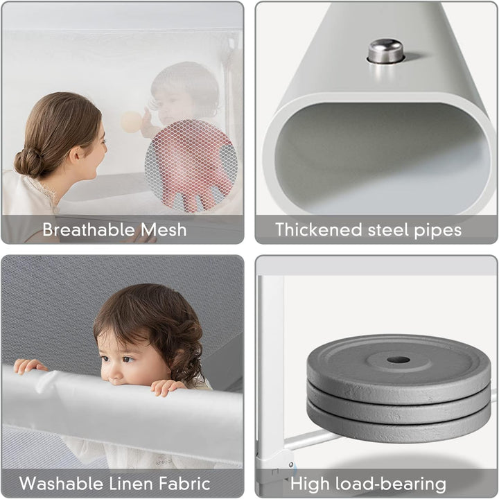 Sinbide Bettgitter Verstellbarer Rausfallschutz für Kinderbett, Babysicherheit, 100cm hoch, Metallra