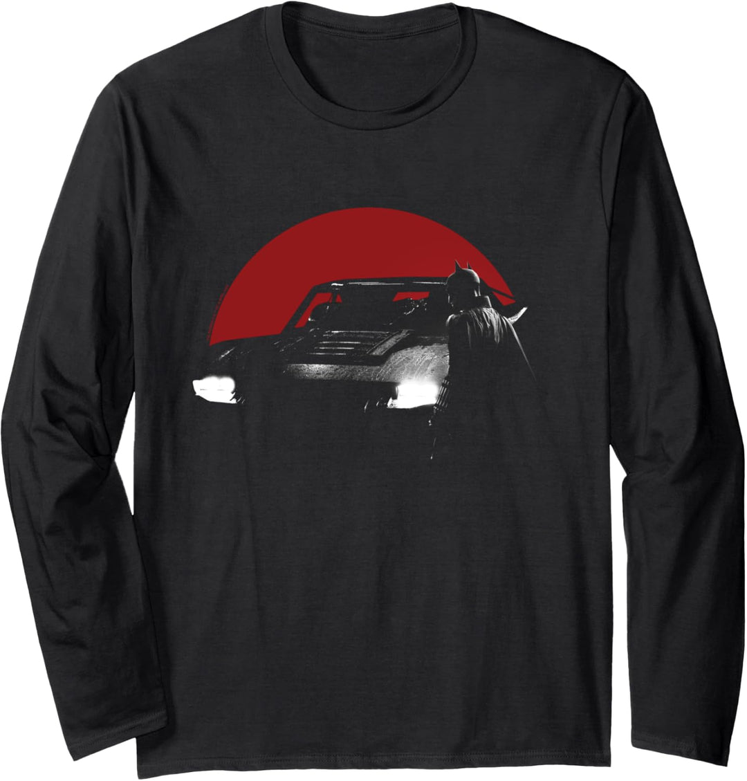 The Batman Red Moon And Batmobile Langarmshirt