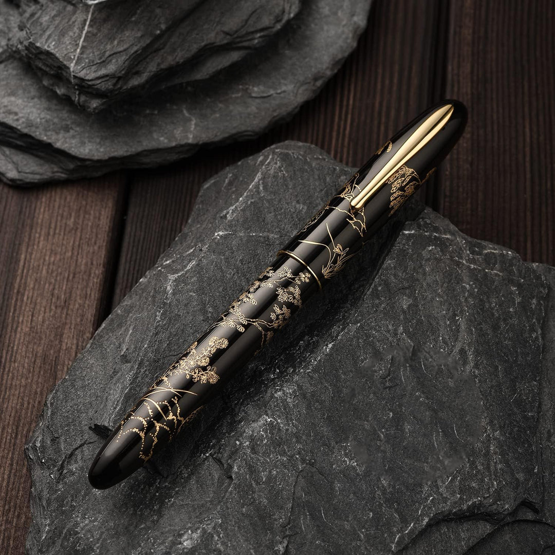 erofa Hongdian N23 Schwarz Hase Füllfederhalter, Iridium Extra Feine Feder Gold Trim, Neujahr Glück