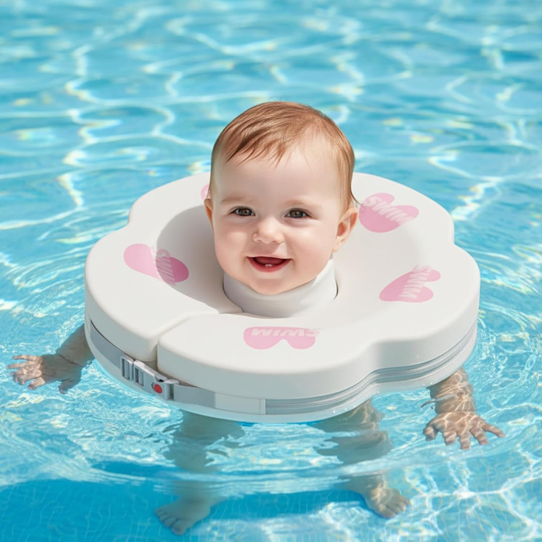 Baby-Halsschwimmer für 0–6 Monate – Verstellbarer und sicherer Schwimmschwimmer mit weichem Kragende