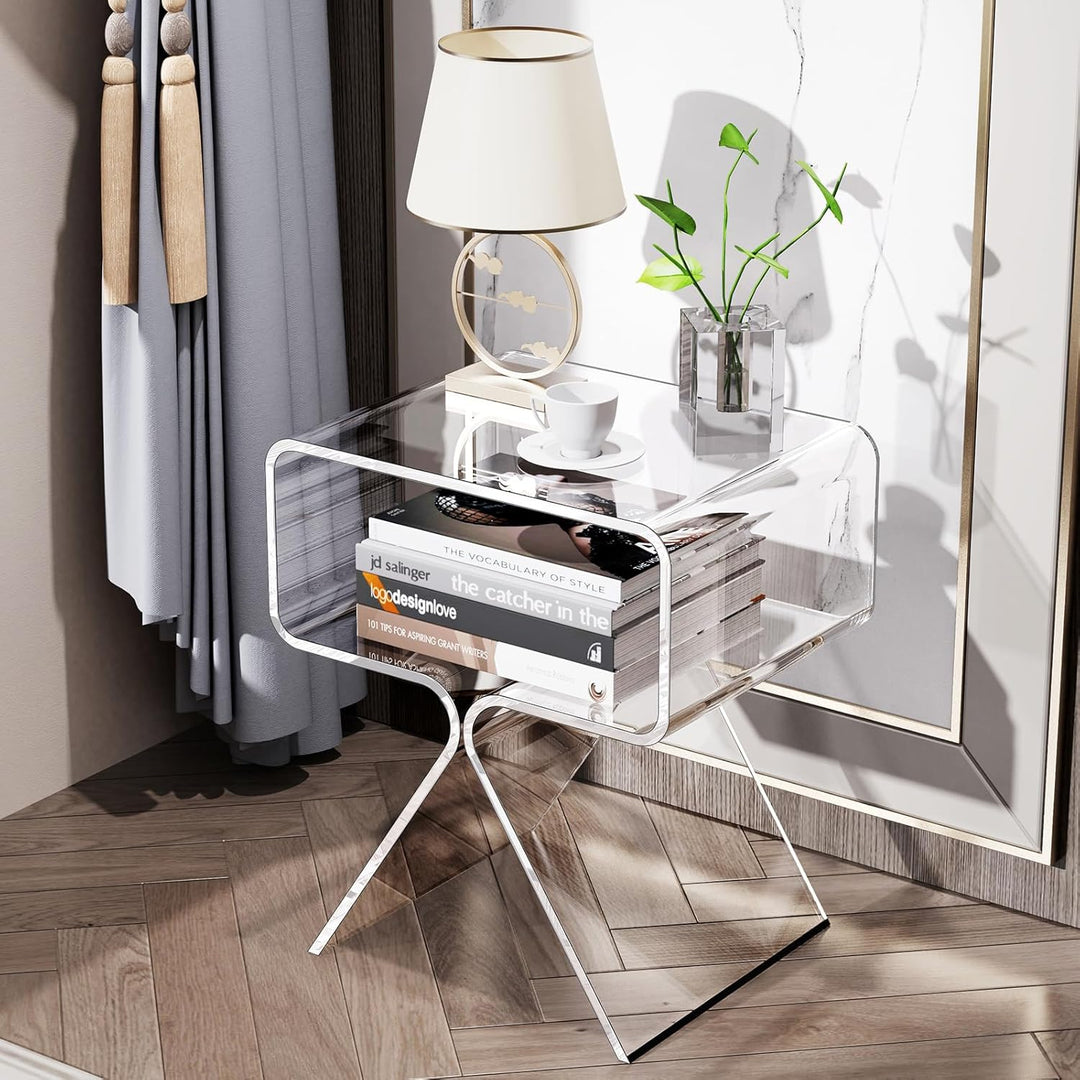 solaround Acryl Beistelltisch, Retro Modern Transparent Tisch Nachttisch für Wohnzimmer(transparent)