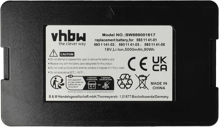 vhbw Akku kompatibel mit Husqvarna Automower 550H 2019, 550 EPOS Rasenroboter Rasenmäher (5000mAh 18