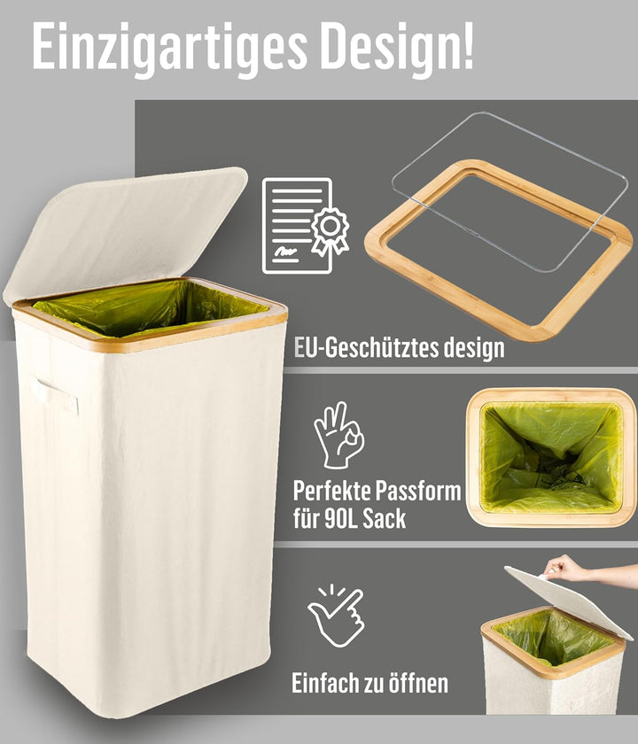 Deco haus® Gelber Sack Ständer 90L [Extra Tragetasche] - Gelber Sack Mülleimer - Stabiler Müllsackst