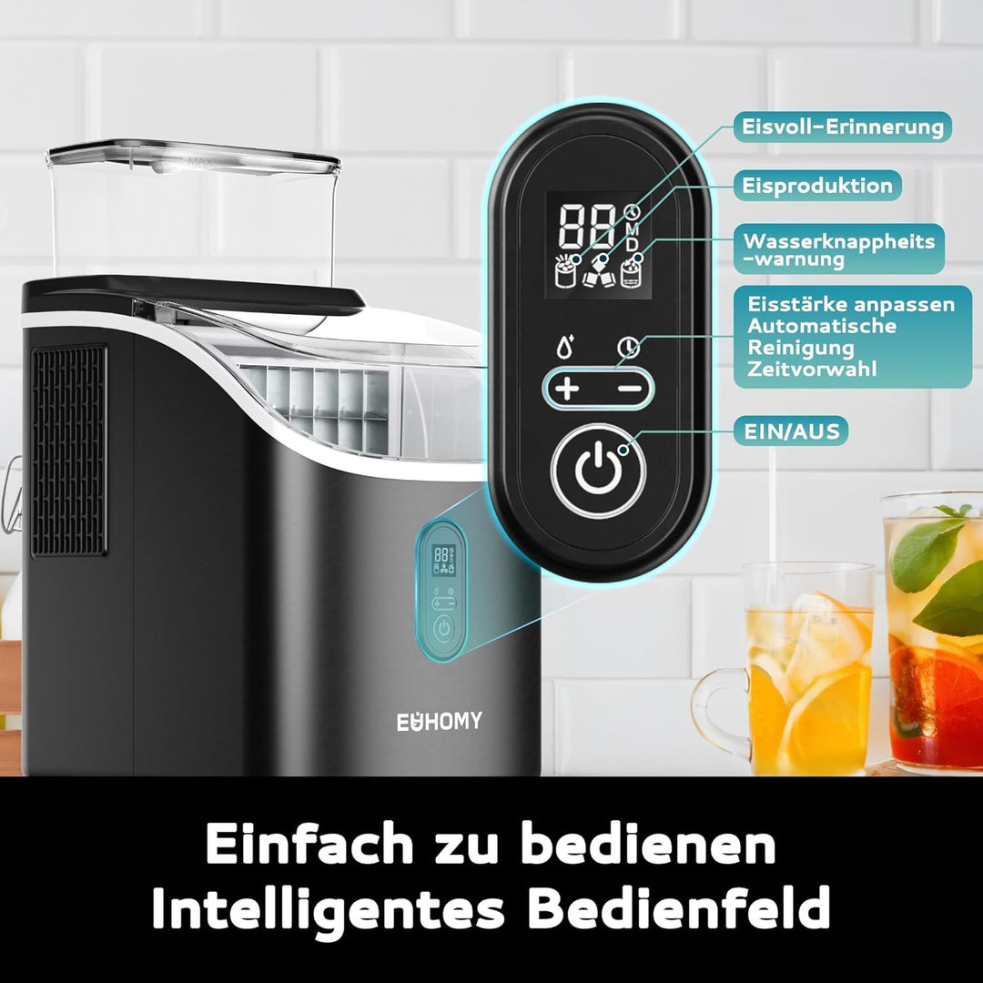 EUHOMY Eiswürfelmaschine für die Arbeitsplatte, 15 kg Eismaschine Ice Maker, 2L Eiswürfelmaschinen,