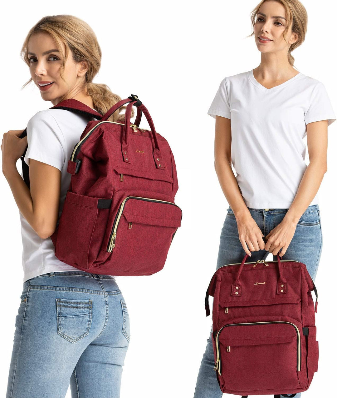 LOVEVOOK Rucksack Damen mit 17 Zoll Laptopfach, Wasserdicht Laptoprucksack Schulrucksack mit USB Lad