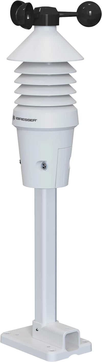 Bresser Wetterstation Funk mit Aussensensor 3-in-1 Profi Windmesser mit Anzeige für Windgeschwindigk