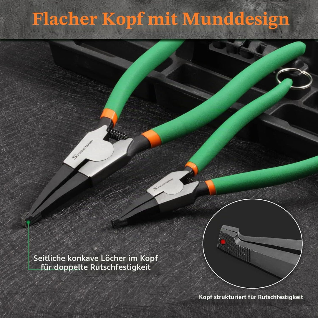 SPEEDWOX 2 Stück spezielle Winkelspitzen-Sicherungsringzangen-Set, Halterungsringe, Zangen zum Entfe