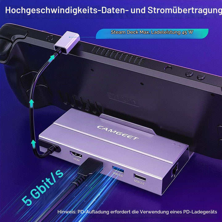 Steam Deck Dock, 7-in-1 Steam Deck Docking Station mit M.2 NVME SSD Gehäuse,HDMI 2.0 4K@60Hz,PD 100W