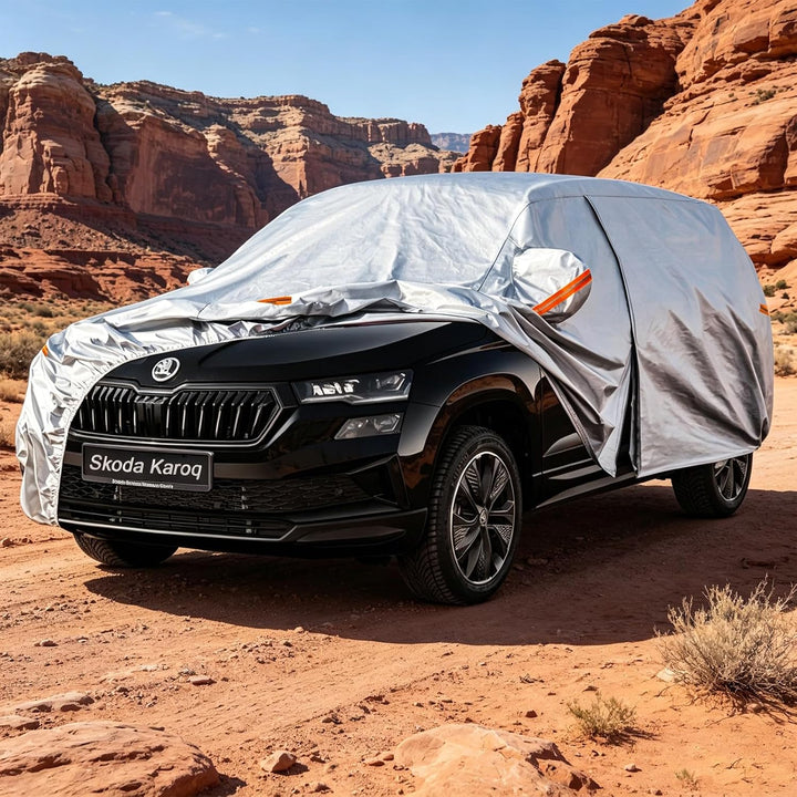 Kayme Autoplane Wasserdicht Atmungsaktiv für Skoda Karoq(2017–2025), 6 Schichten Vollgarage Autoabde