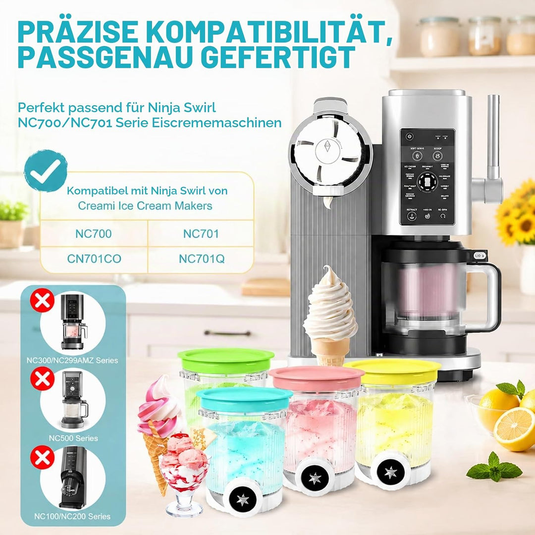 Behälte für Cream Ninja Eismaschine - 4 set 480ML Ninja Creami Behälter - Ninj-a creami Swirl Behält