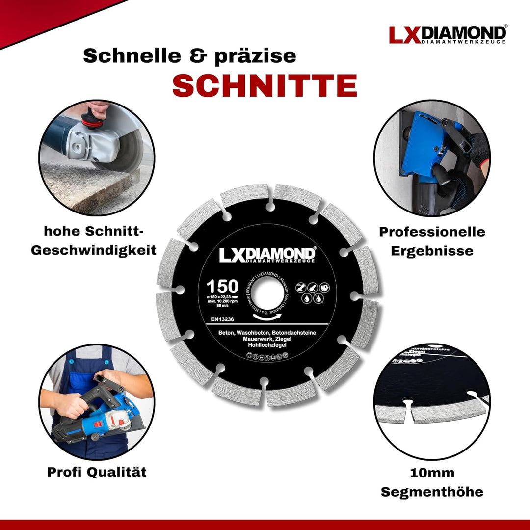 Diamant-Trennscheibe 2x 150mm x 22,23mm - für Winkelschleifer Mauernutfräse Schlitzfräse - Diamantsc