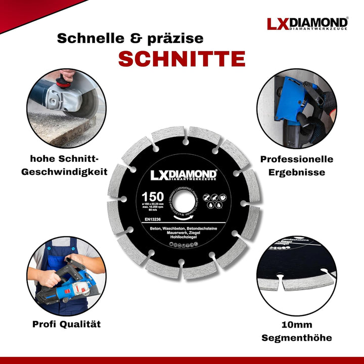 Diamant-Trennscheibe 2x 150mm x 22,23mm - für Winkelschleifer Mauernutfräse Schlitzfräse - Diamantsc
