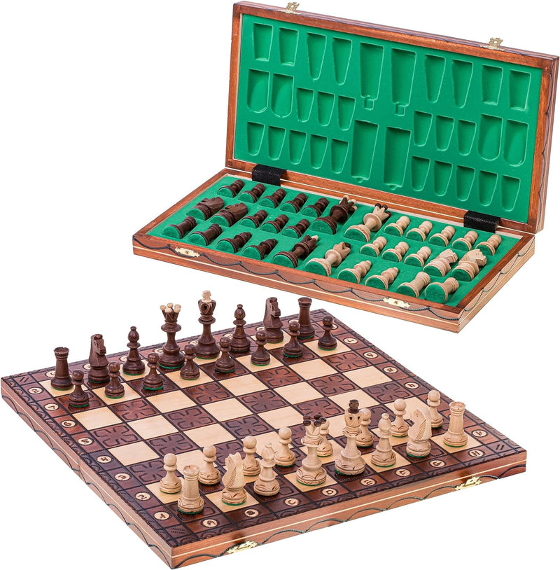 Square - Schach Schachspiel - JUNIOR LUX - 41 x 41 cm - Schachfiguren & Schachbrett aus Holz