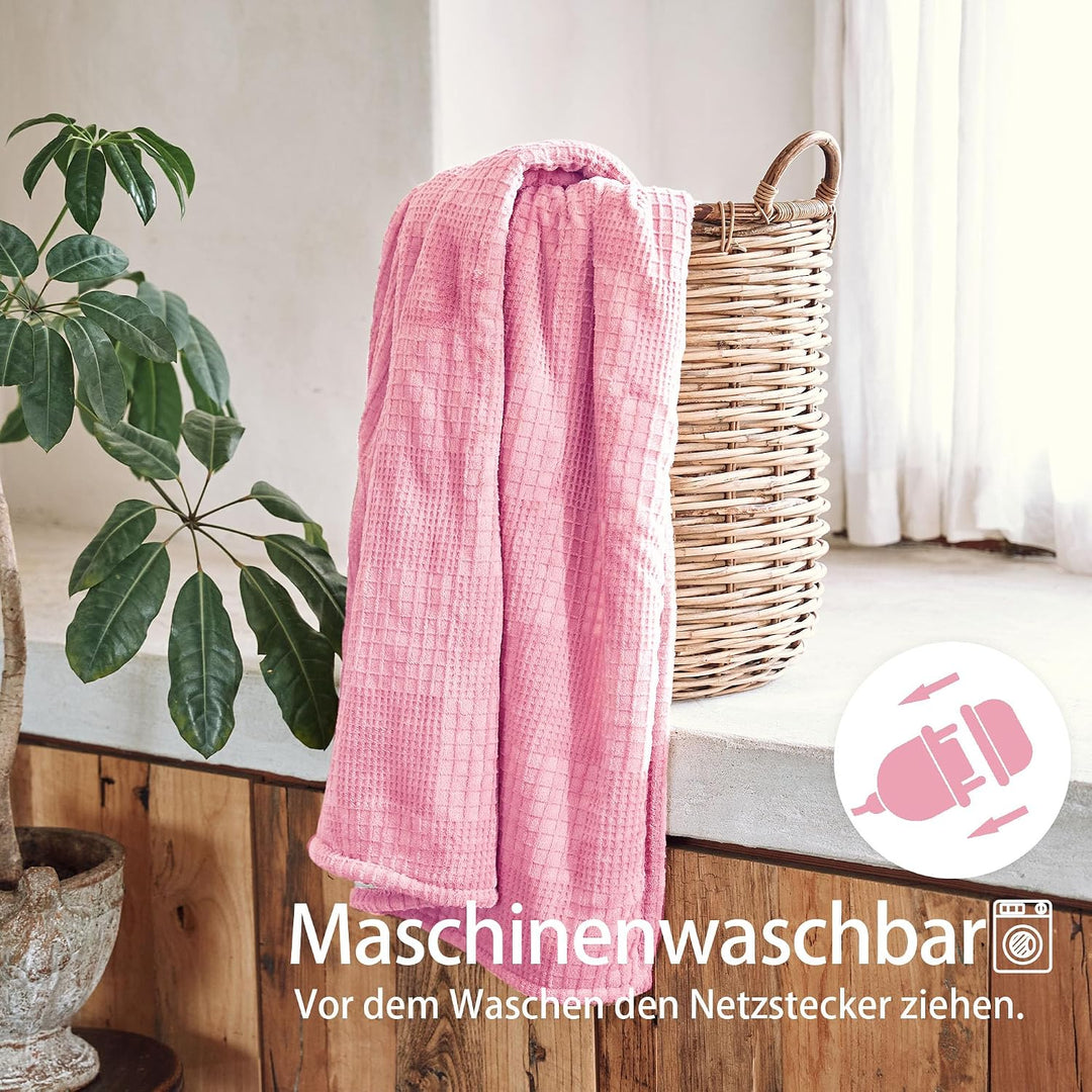 Texciting Heizdecke 150X200cm,Wärmedecke mit Abschaltautomatik,Rosa | Wärmedecke Elektrisch Maschine