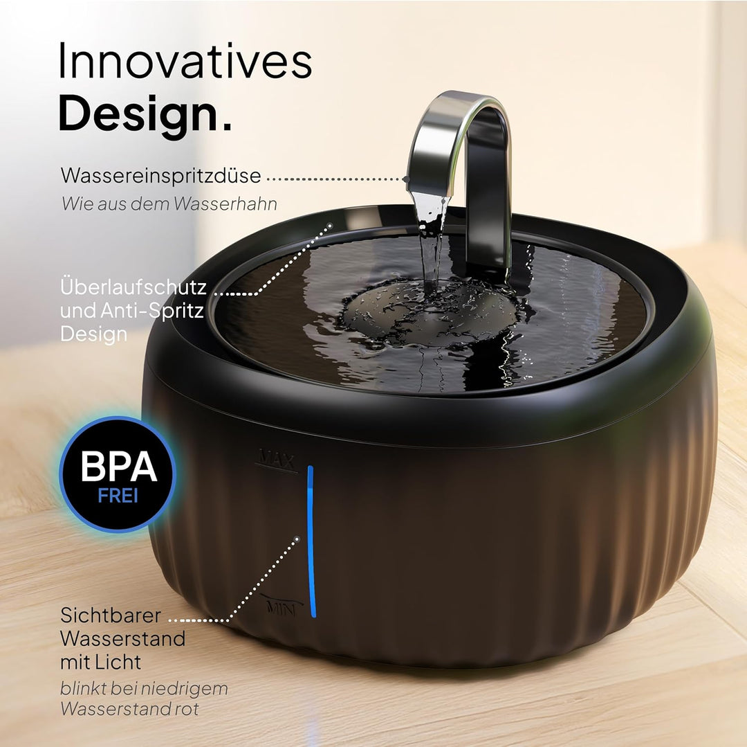 Katzenbrunnen - Super leiser, BPA-freier 3L Trinkbrunnen für Katze mit LED und Aktivkohlefilter - Le