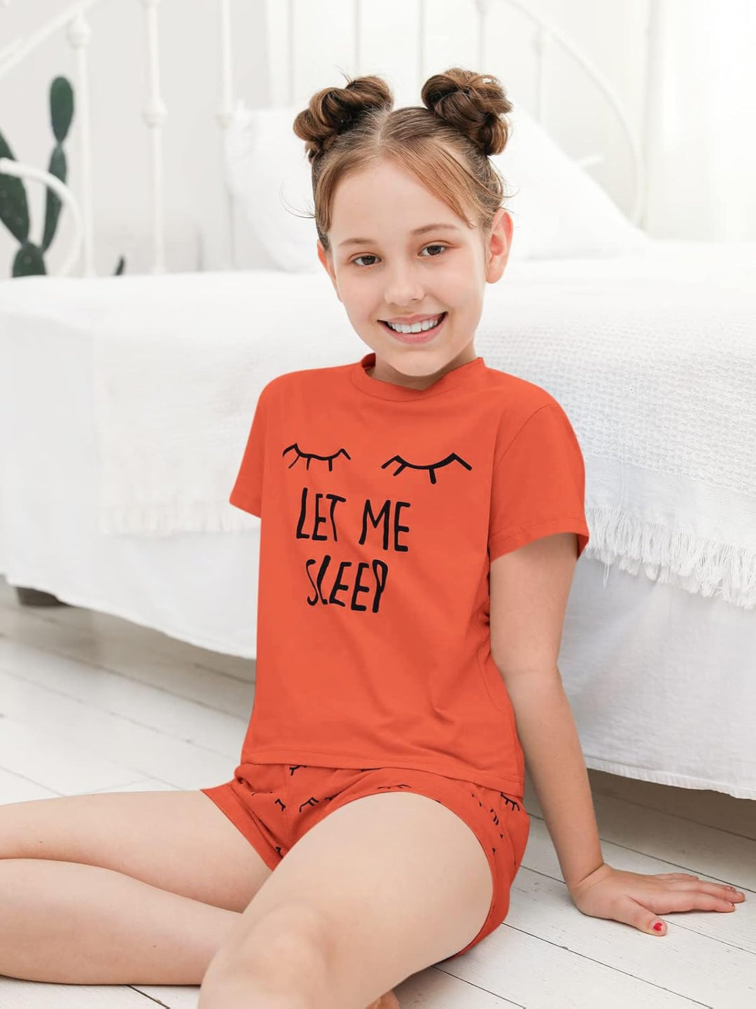 Haloumoning Mädchen Schlafanzüge Sommer Niedliche Shorts Set Bequem Kurzarm Cartoon bedrucktes Pyjam