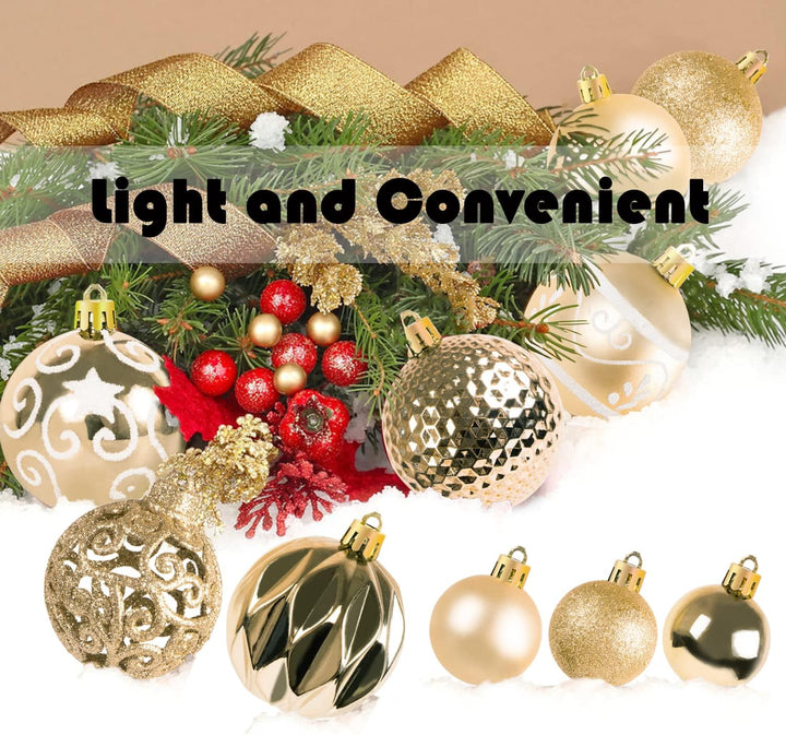 Ywlake Weihnachtskugel Ornamente Set für Weihnachtsbaum, 100-pcs Weihnachtsbaum Dekorationen Set Bru
