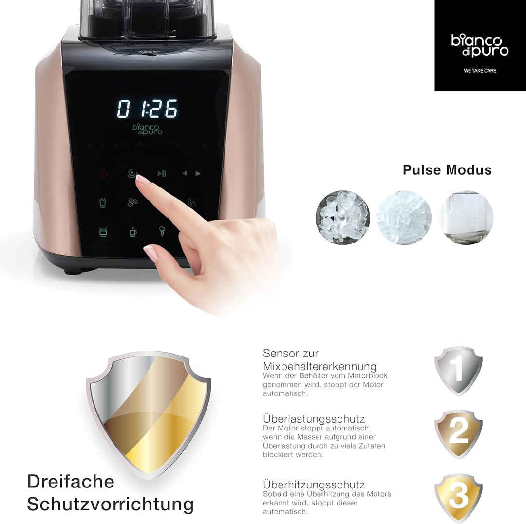 Hochleistungsmixer Patto inkl. AufsatzTri-Set Smoothie Maker 8 Mixprogramme 2 Liter Mixbehälter BPA-