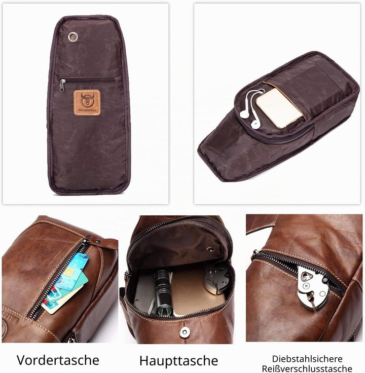 FANDARE Sling Bag Leder Brusttasche Schultertasche Wasserresistent Tragetasche Herren Umhängetasche