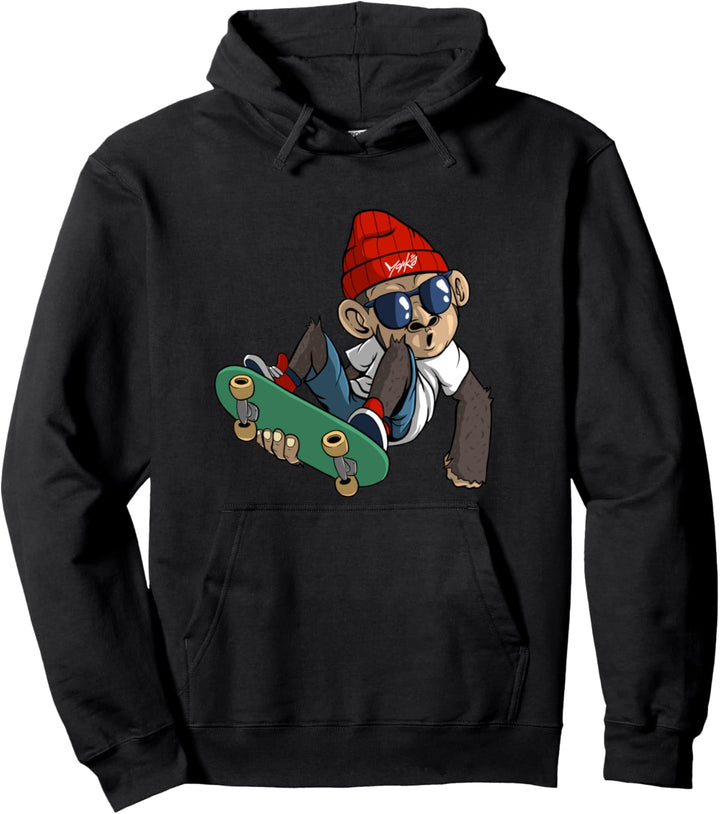 monkä Süsser Affe mit Skateboard - Skater Pullover Hoodie