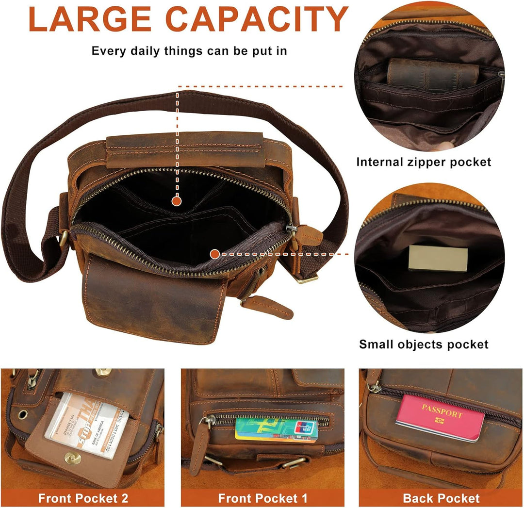 BAIGIO Umhängetasche Herren Leder Schultertasche Vintage Crossbody Bag Messenger Herrentasche zum Um