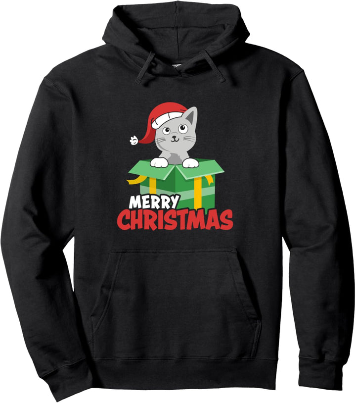 Santa Katze die Weihnachts-Katze wünscht Frohe Weihnachten Pullover Hoodie