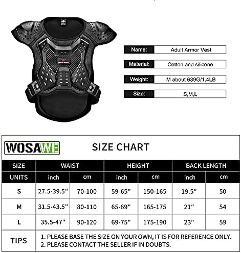 WOSAWE Motorrad Schutz Jacke für Erwachsene, Brustpanzer Racing Guard Rückenprotektoren Schutzausrüs