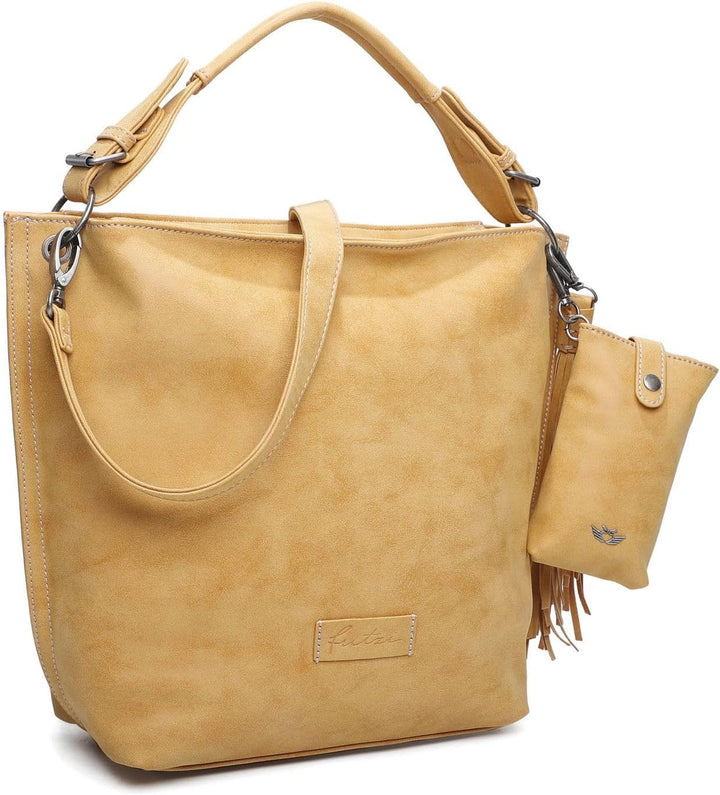 Fritzi aus Preussen Damen Fritzi 1 Big Hobo Schultertasche Honey Mustard, Honey Mustard