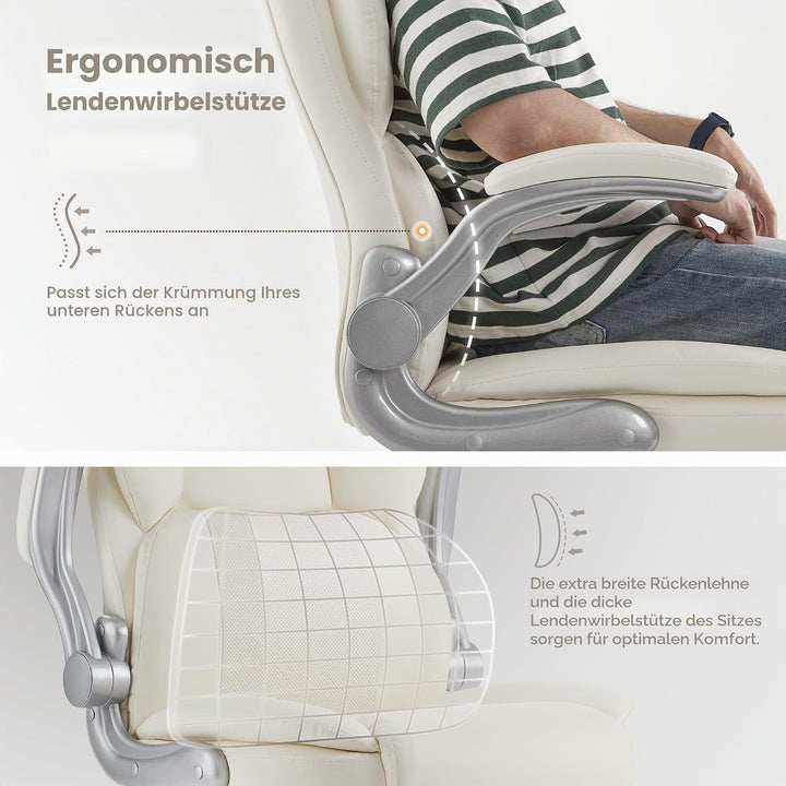IWMH Bürostuhl Ergonomischer Schreibtischstuhl Chefsessel Drehstuhl mit hochklappbarer Armlehne, höh