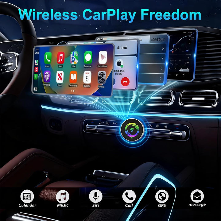 2-in-1 CarPlay Wireless Adapter for iPhone,2025 Upgrade Converts Factory Wired to Wireless CarPlay D