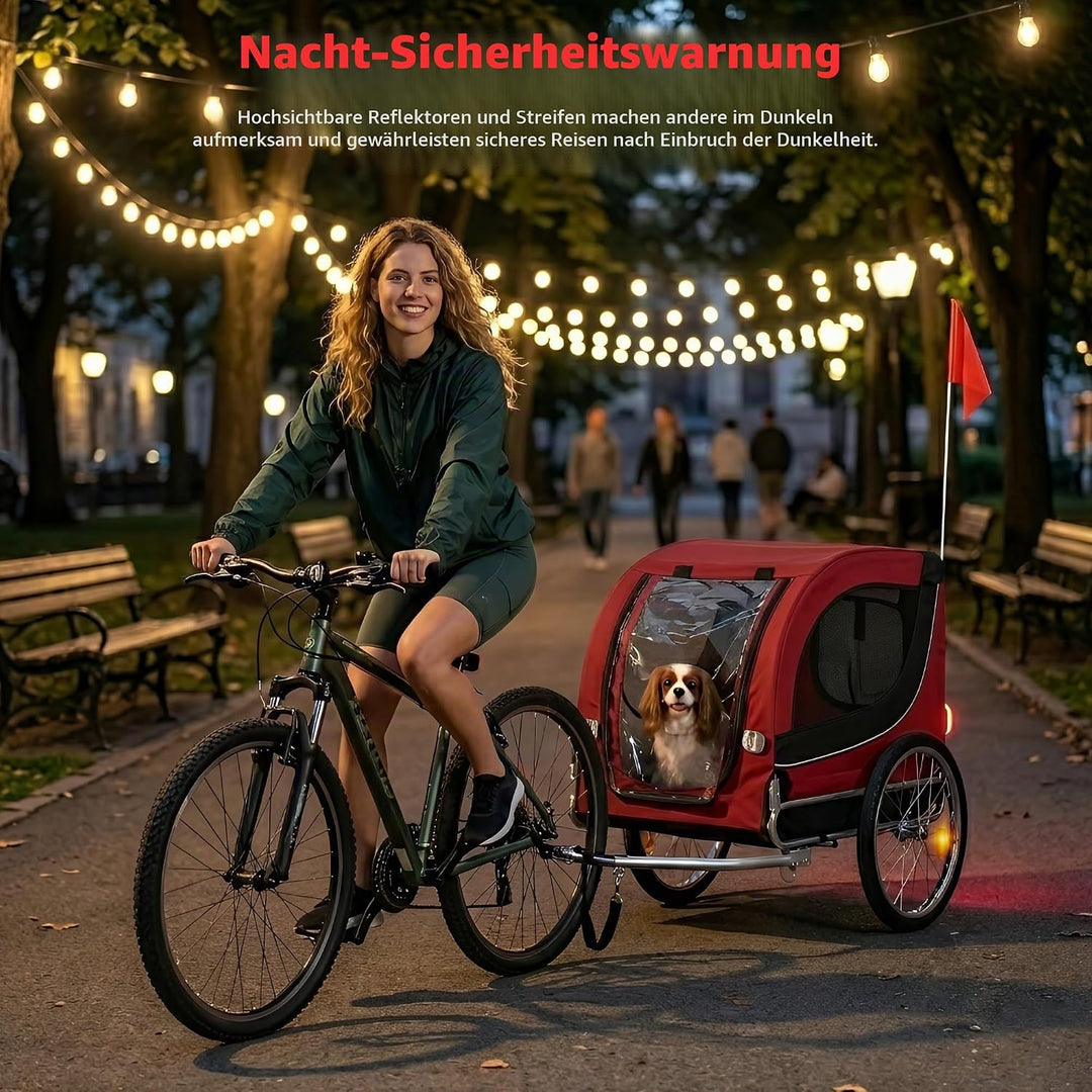 Klappbarer Hundefahrradanhänger &amp; Hundebuggy mit Dachöffnung Rot, Rot
