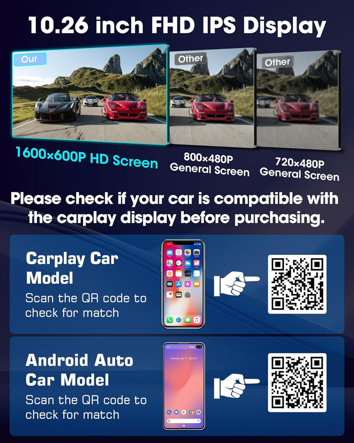 2026 Exklusivität Carplay Android Auto Display mit Stehende Halterung 10,26 Zoll Touchscreen Display