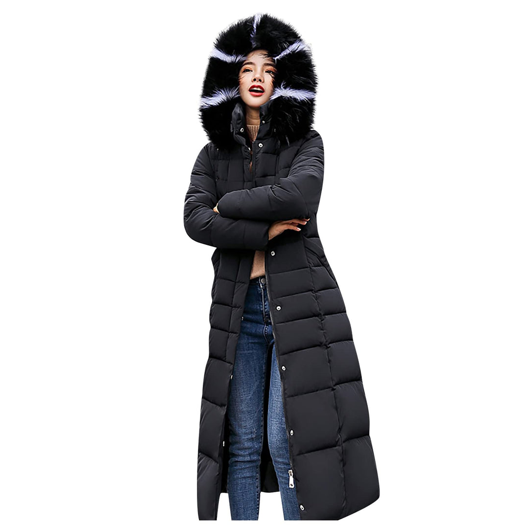 Ansenesna Steppjacke Damen Lang Mit Fellkapuze Winter Elegant Winterjacke Frauen Kapuze Dicke Daunen