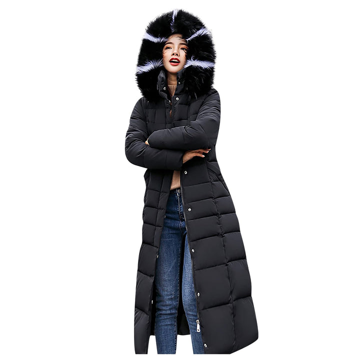 Ansenesna Steppjacke Damen Lang Mit Fellkapuze Winter Elegant Winterjacke Frauen Kapuze Dicke Daunen