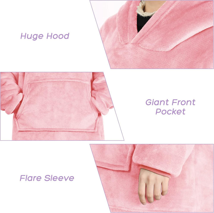 Uplayteck Übergrosse Hoodie Decke zum Anziehen Kinder, Super Weiche und Warme Oversize Flanell Pullo