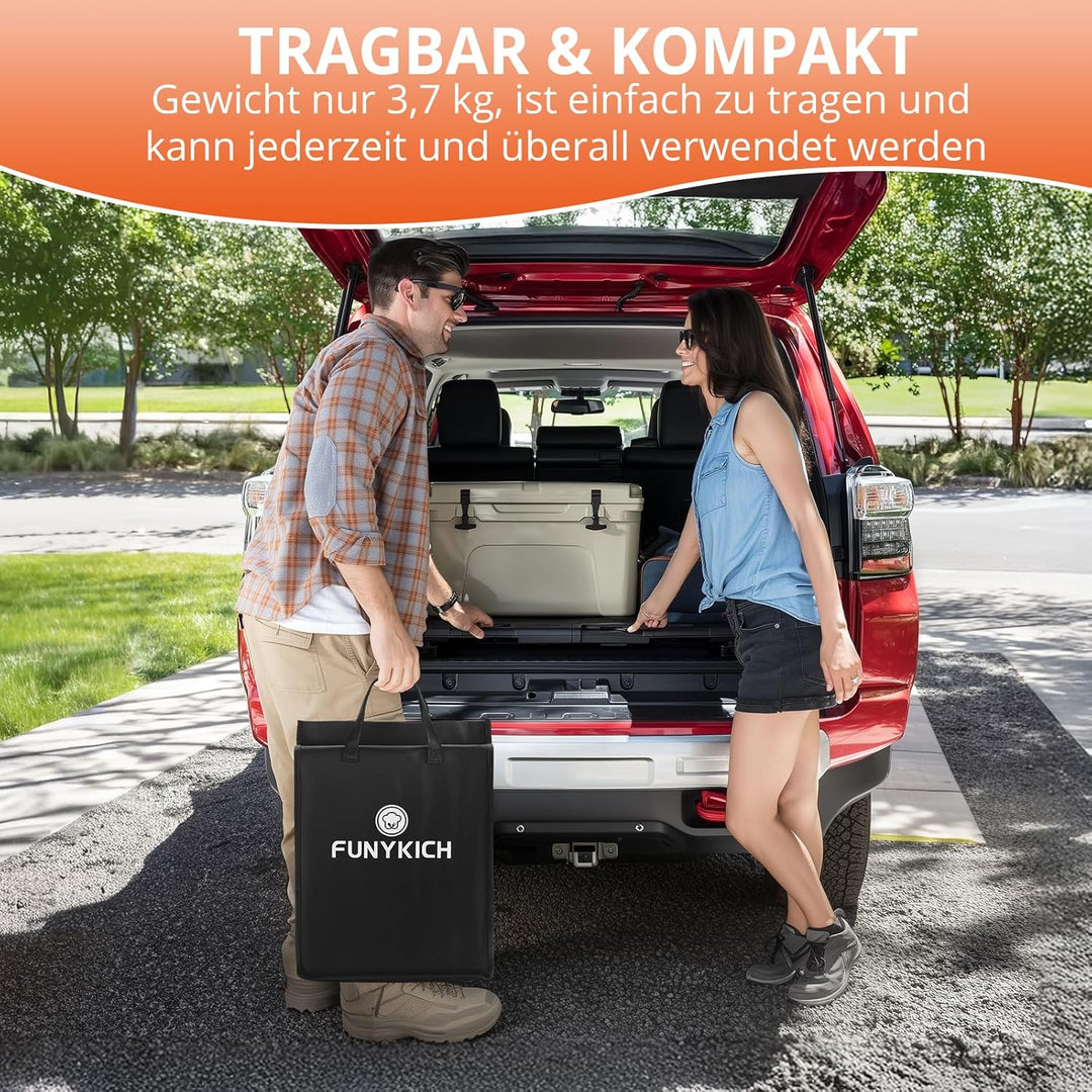 FUNYKICH Kleiner Klappbarer Campingtisch 116x40x26cm, Tragbar Picknicktisch mit dicker Aluminium Rah