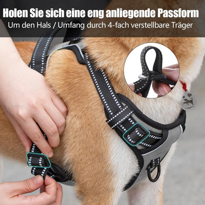 PoyPet No Pull Hundegeschirr, reflektierendes Westengeschirr mit 2 Leinenbefestigungen und einfachem