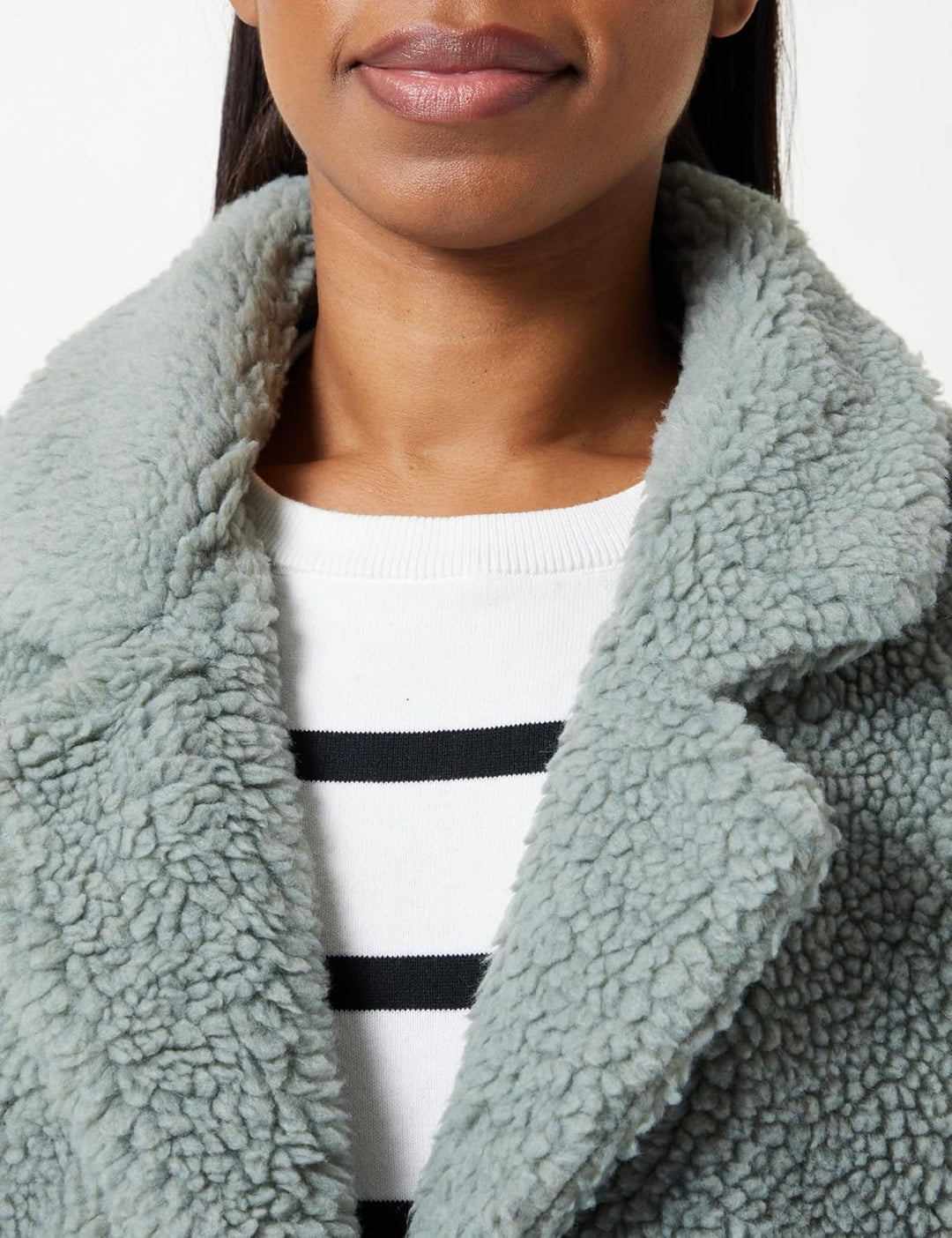 ONLY Damen Kurzmantel ONLNewAurelia Sherpa Coat Plüschmantel S Lily Pad, S Lily Pad