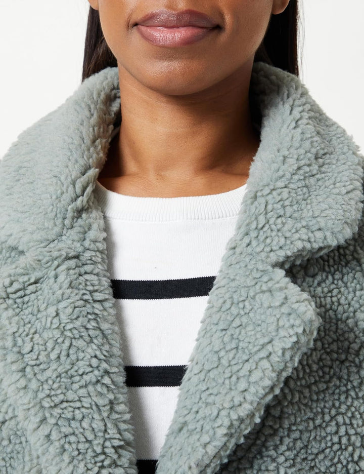 ONLY Damen Kurzmantel ONLNewAurelia Sherpa Coat Plüschmantel S Lily Pad, S Lily Pad