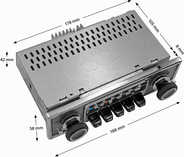 Blaupunkt Frankfurt Stereo MB, 1-DIN Autoradio, Oldtimer-Design, DAB+, Bluetooth, USB, Aux-Eingang,