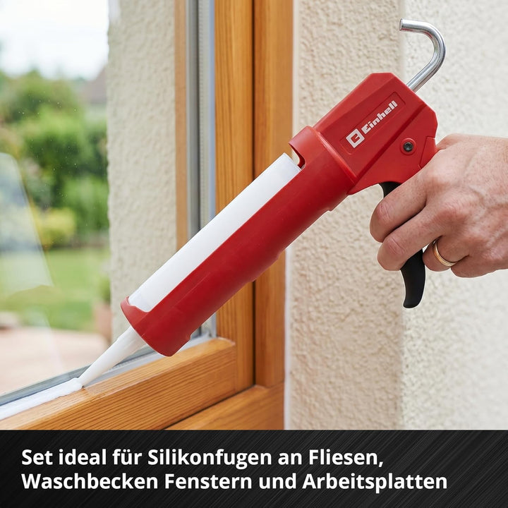 Einhell Kartuschenpressen-Set Basic, 12-tlg. (Kartuschenpresse, Fugenmesser aus Edelstahl, 5 Fugengl
