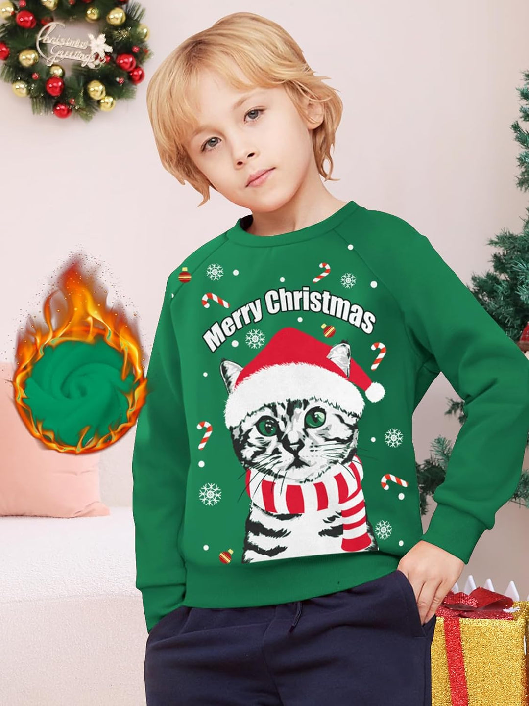 SFreeBo Kinder Weihnachts Sweatshirt Mädchen-Pullover Winter Langarm T-Shirt Oberteil Unisex Jungen