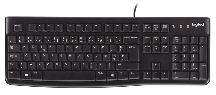 Logitech K120 Kabelgebundene Tastatur für Windows, Belgisches AZERTY-Layout - Schwarz