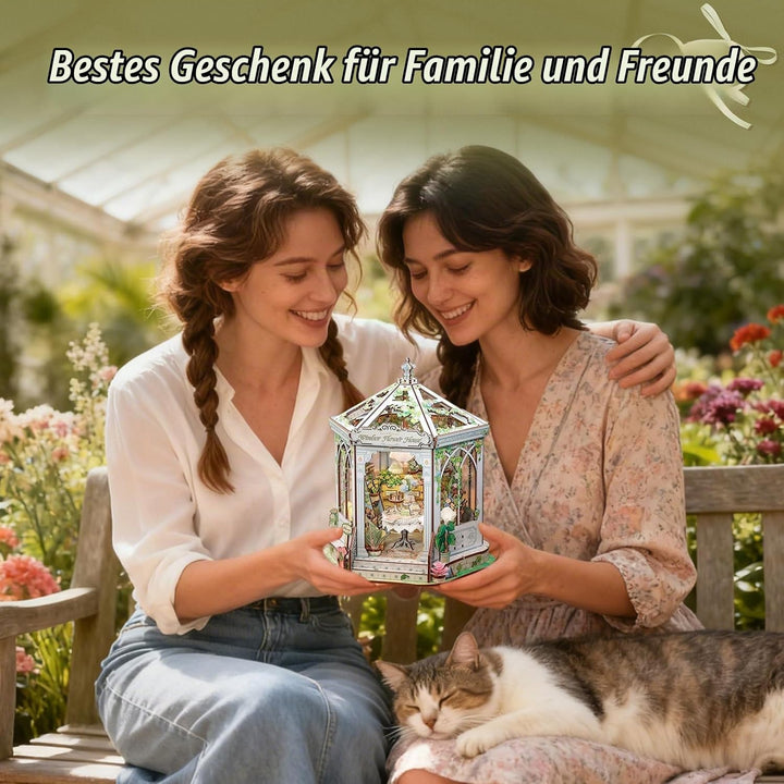 CUTEBEE Book Nook Kit - Puppenhaus für Erwachsene, Elegantes Europäisches Blühendes Miniaturhaus mit