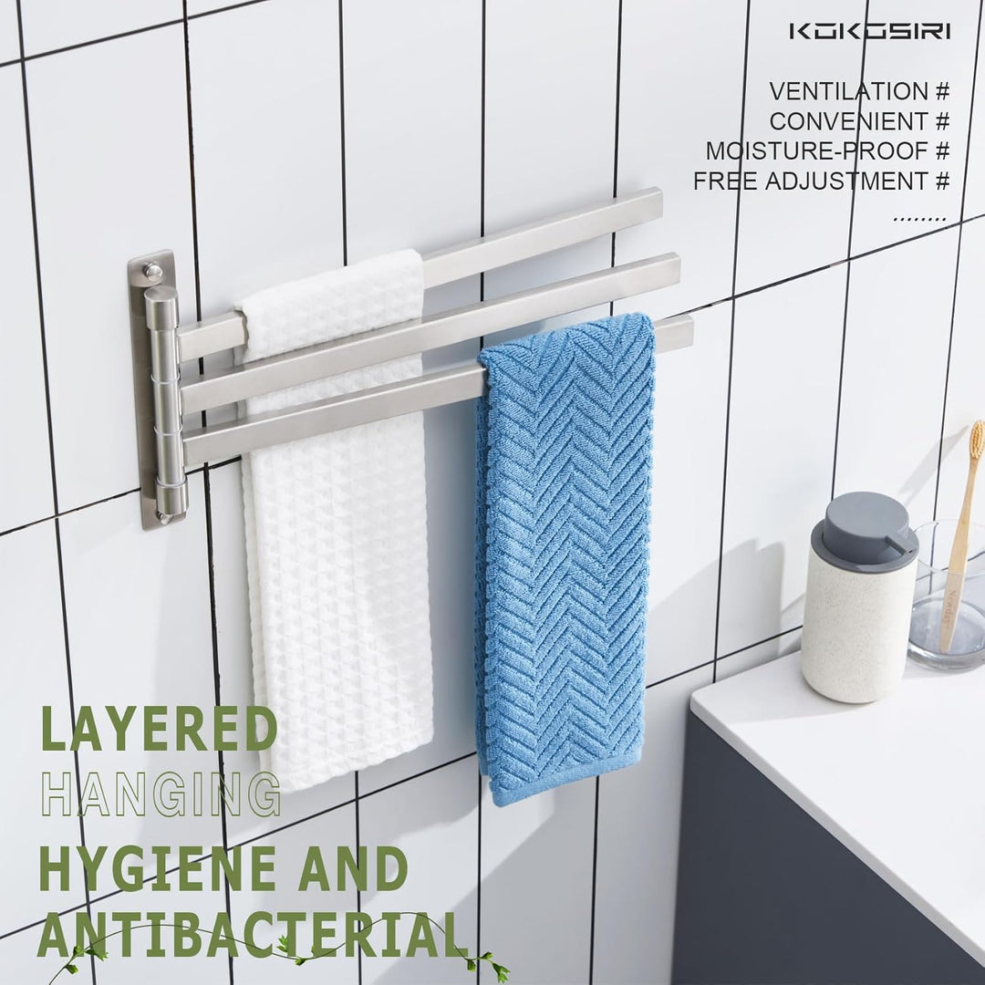 KOKOSIRI Handtuchhalter Rack Schwenkbar Bad Handtuchstangen Swing Out 3-Schiene für Bad Küche Gebürs