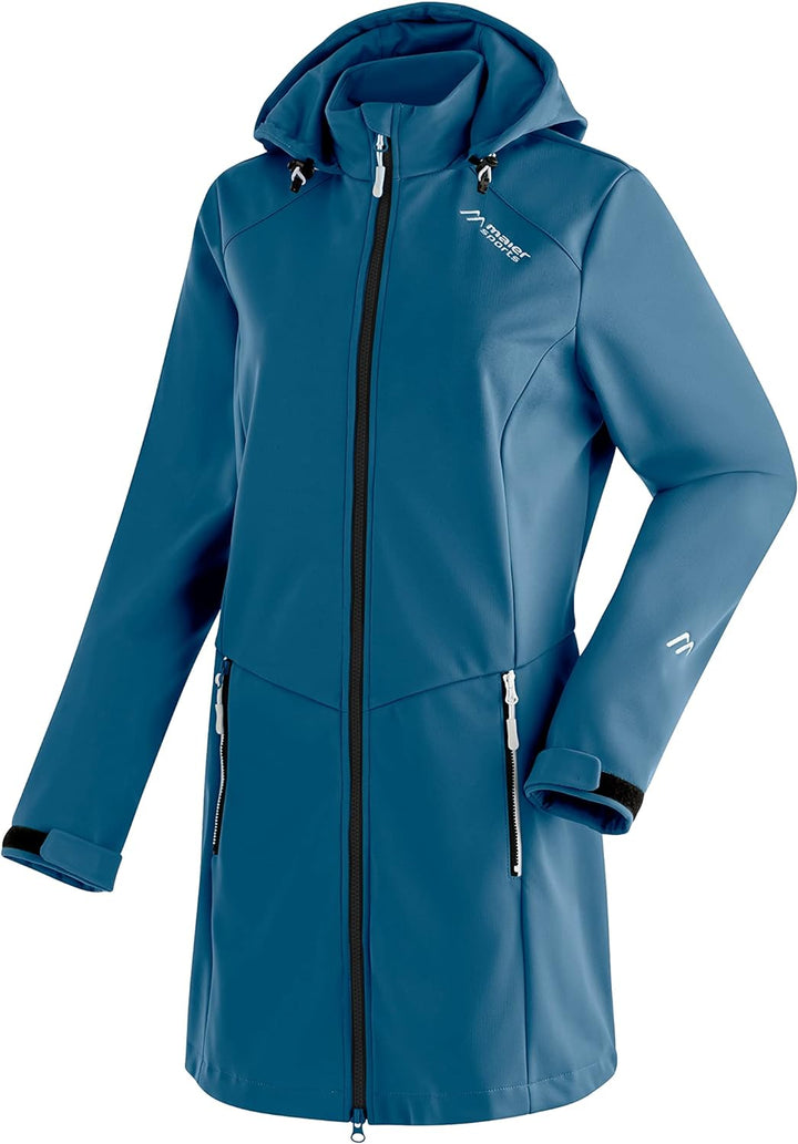 Maier Sports Damen Selina Mantel, atmungsaktiver Softshellmantel mit verstellbarer Kapuze, Winter Ou